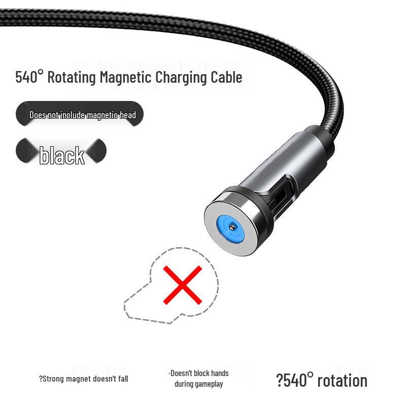 Câble de charge magnétique rotatif à 540°: Câble de données 3-en-1 pliable