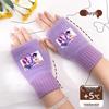 Kpop Women's Fingerless Knitted Gloves - Versatile Warm Plush Autumn/Winter Half-Finger Hand Socks, Solid Color for Students.
