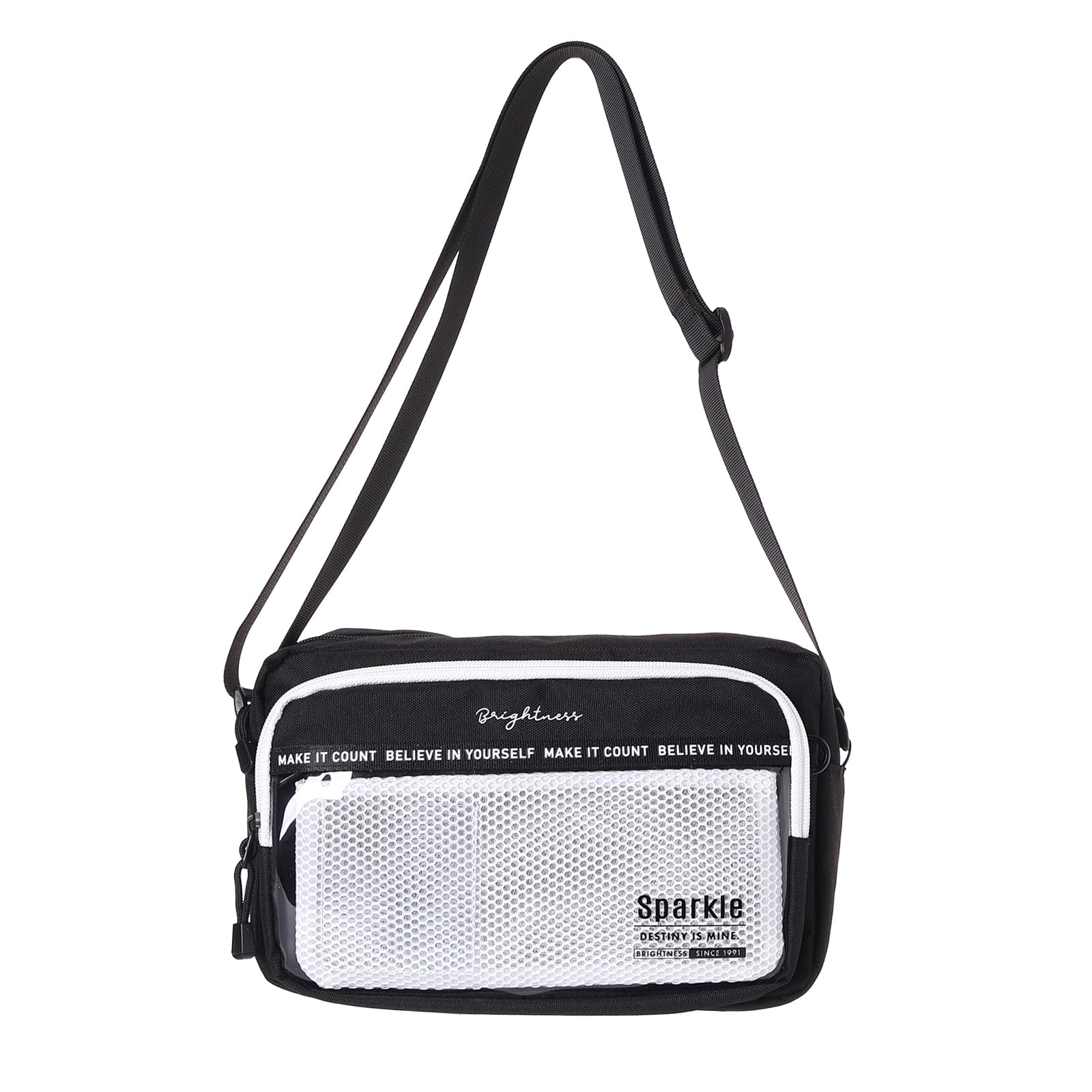[Coboca+] C25360 Shoulder Bag with Polymesh Pouch (BlackWhite)