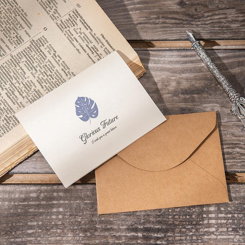 

10pcs Graduation Season Greeting Card Birthday Gratitude Blessing Card Holiday Business Kraft Postcard Message Card Envelope Set 10pcs