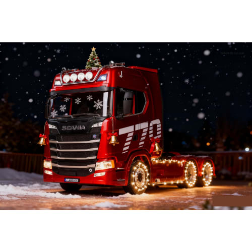 Wheelfun Huina 770S Plastic 1/18 Scale RC Tractor Truck Complete Model RTR 7.4V Battery Radio 19-Channel Lights and Sound Effects Remote Control Lorry