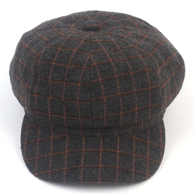 Universal Chemistry Wool Check Charcoal Newsboy Cap
