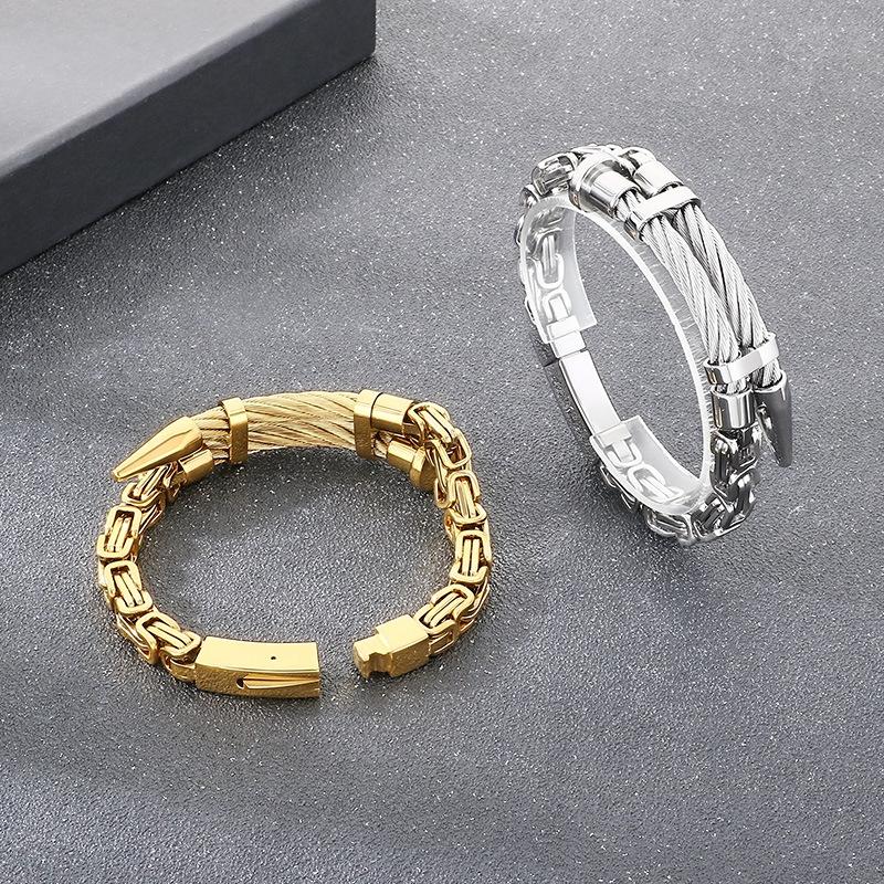 2026 Creative Design Weiya Line Steel Wire Nail Jewelry Rock Emperor Chain Titanium Steel Men's Bracelet