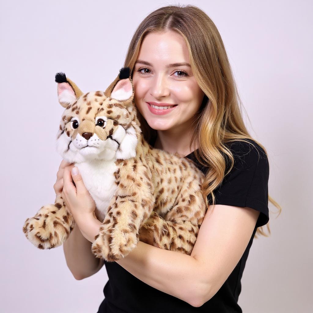 Large Simulated Bobcat Lynx Plush Toy Super Soft Lying Wildlife Doll Home Decor Pillow Children and Adult Gift