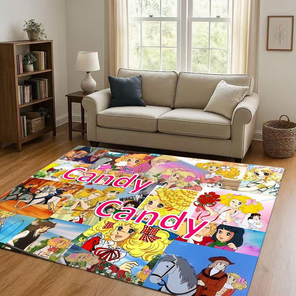 Cartoon Candy Candy Sweet Girl Anime Room Non Slip Area Rug Soft Carpet for Bedroom Playroom Sofa,Easy Clean Home Decor Doormat