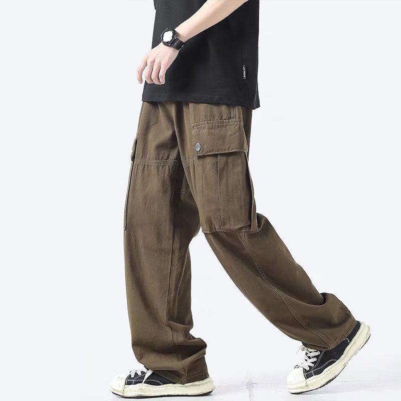 Simple overalls men's spring and autumn new multi-pocket trend casual pants neutral wind loose straight trousers