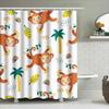 Animal-themed Shower Curtain with Cartoon Monkeys Colorful Modern Design for Kids or Adults Bathroom Decor