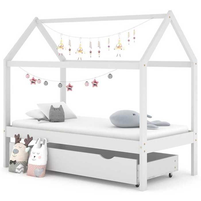 VidaXL Cadre de lit d'enfant avec un tiroir Blanc Pin massif 80x160 cm