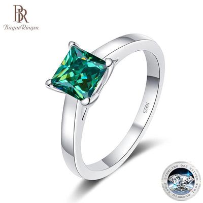 Echte 1ct Oder 2ct Prinzessin Quadrat Moissanit Ringe Für Frauen Funkelnder Diamant Verlobung Ehering S925 Silber GRA