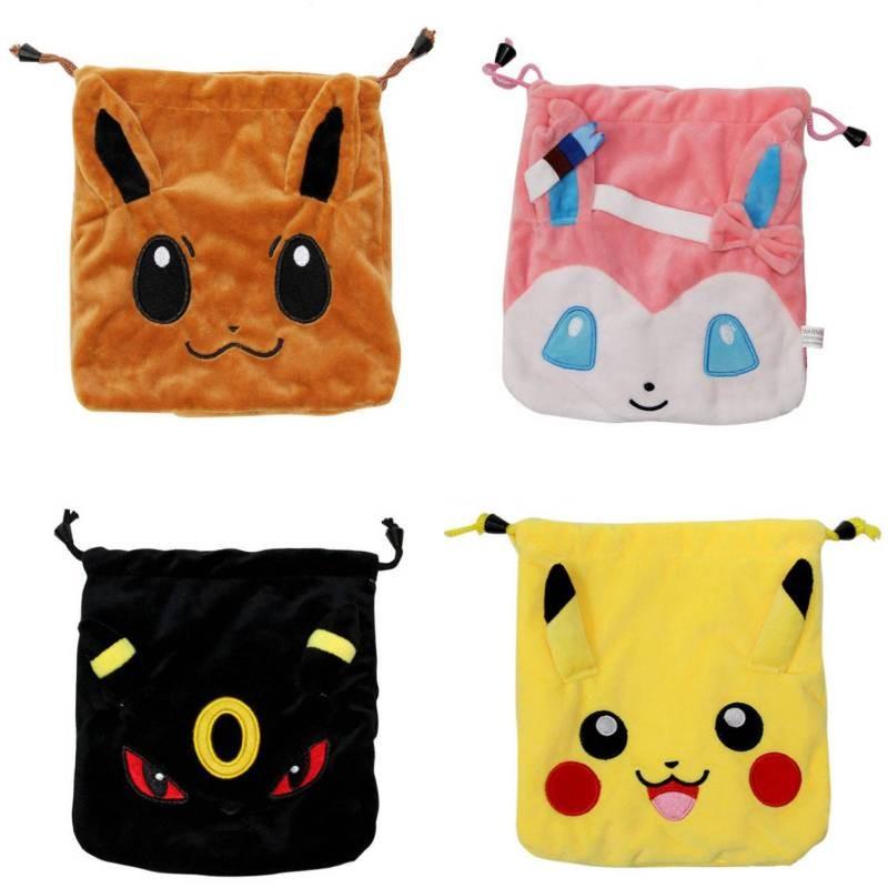 Eevee Pikachu Sylveon Umbreon Soft Drawstring Storage Bags Supplies