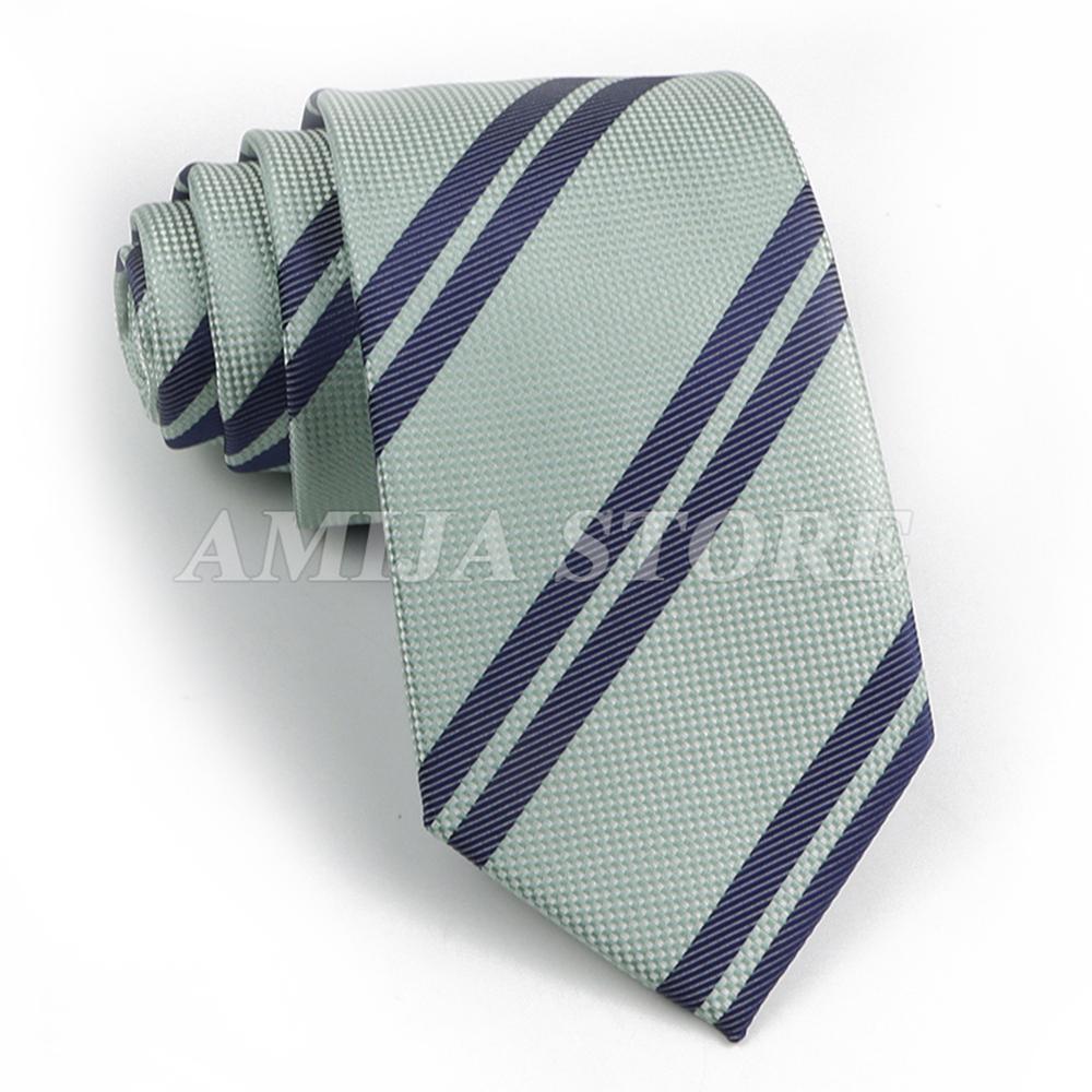 Men's Fashion Tie 7.5cm Tie Sage Green Orange Stripes Ties Business Meeting Suit Wedding Party Office Tie Men's Gift  Accessorie