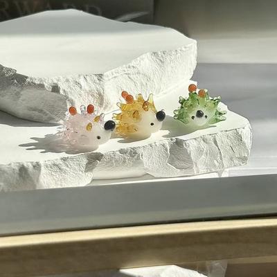 Handgeblasene Igel-Figur Mini-Glas-Tier-Skulptur Sammlerstück Geschenk für Zuhause Schlafzimmer Tischdekoration