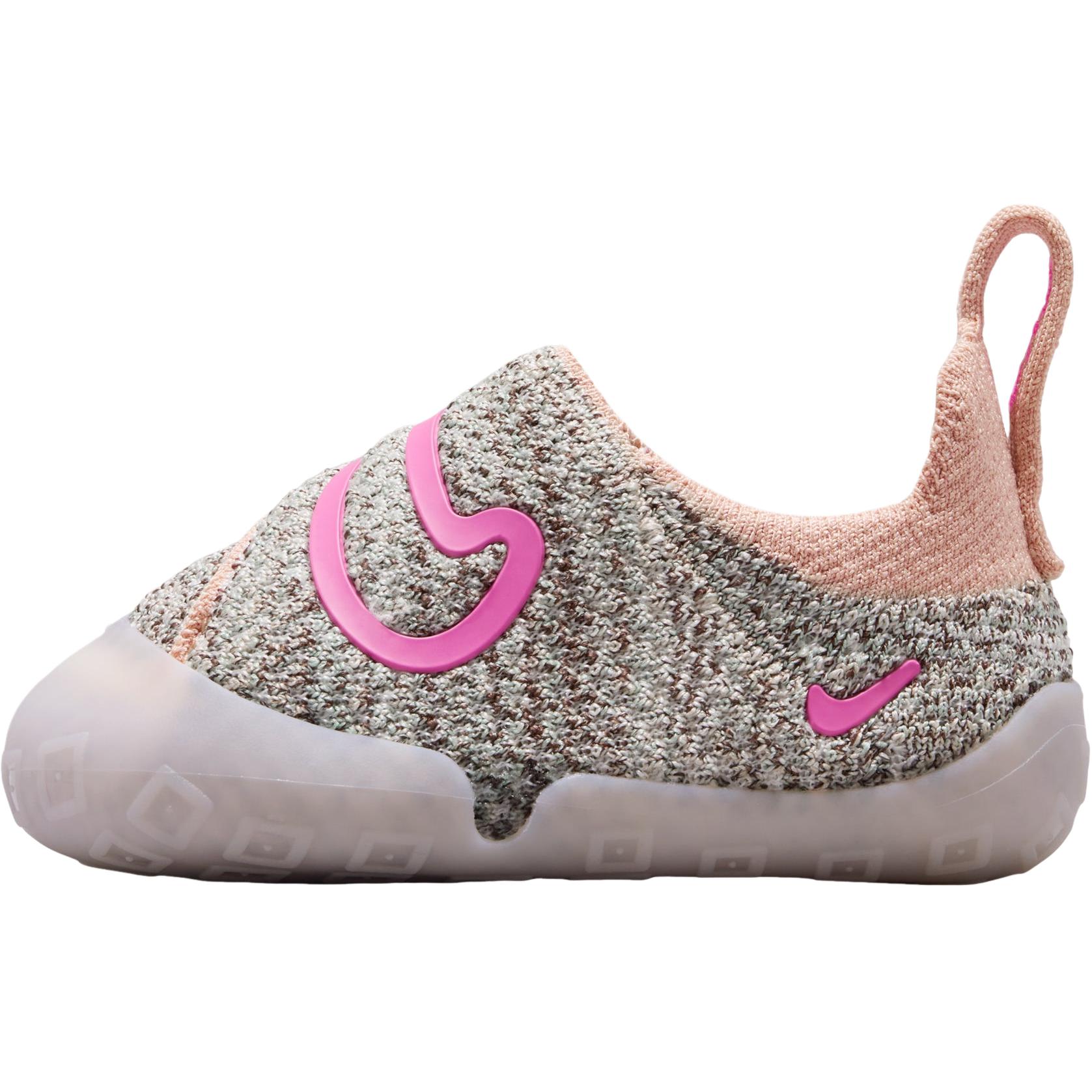 Nike Swoosh 1 Low top Toddler Shoes Heather Gray Pink Infant And Toddler FB3244-104 18.5