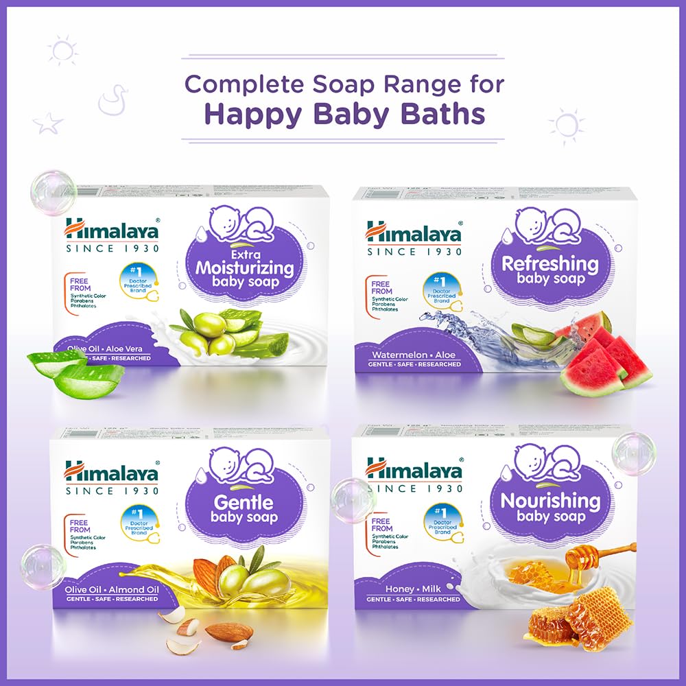 Himalaya Gentle Baby Soap Value Pack 4 x 75g | Daily Hydrating Olive Almond Care