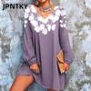 JPNTKY Women's Fashion Autumn Winter Long Sleeve V-Neck Casual Dresses