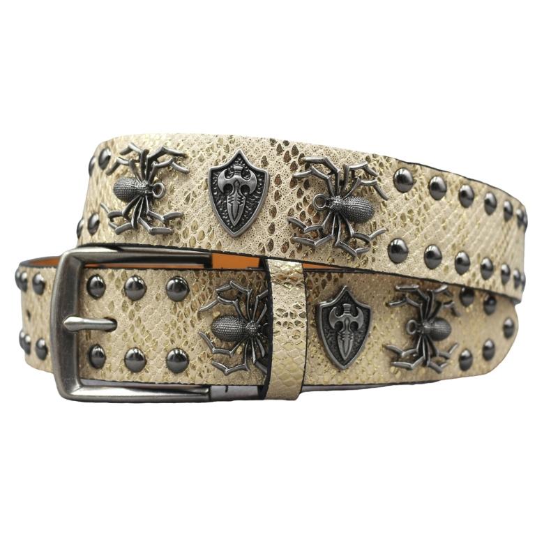 

Edgy Punk Rock Women s Waist Belt For Jeans Spiders Charm PU Leather Adjustable Strap золотой