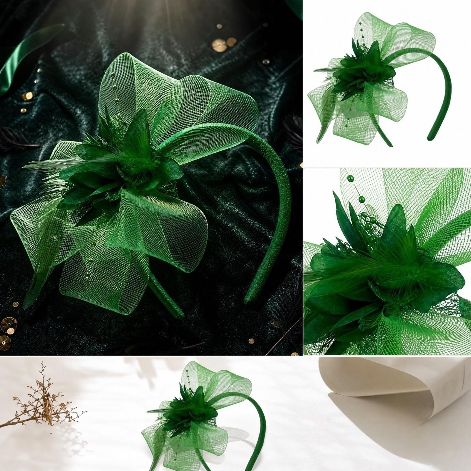 Tulle Feather Headband for Halloween Costume Party Performance Prop Color