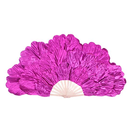 Folding Fan Waterproof 3-layer Petals Bamboo Handle Handheld Chinese Yangge Dance Fan Performance Prop for Performance