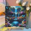 DIY Diamond Painting Canvas Kit for Adults Enchanted Waterfall Butterflies Rhinestone Craft for Stress Relief Living Room Wall Decoration Gift