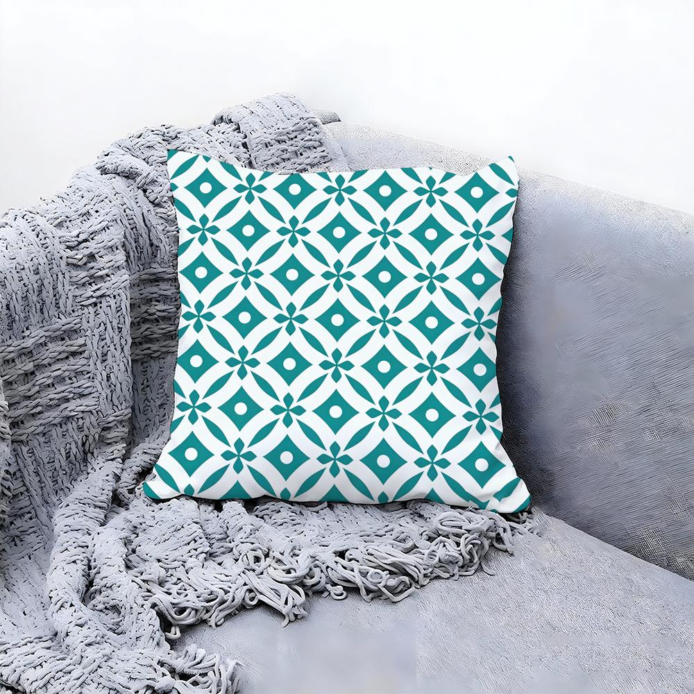 Bright Mosaic Pattern Print Cushion Cover Premium Comfort Reversible Pillow Cove -Two In One Design For Any Room & Car Interior