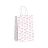 5PCS Sweet Pink Paper Gift Bags White Bow Handheld Design Pink Bow Theme Bow Themed Paper Material Candy Tote Bag Wedding Party