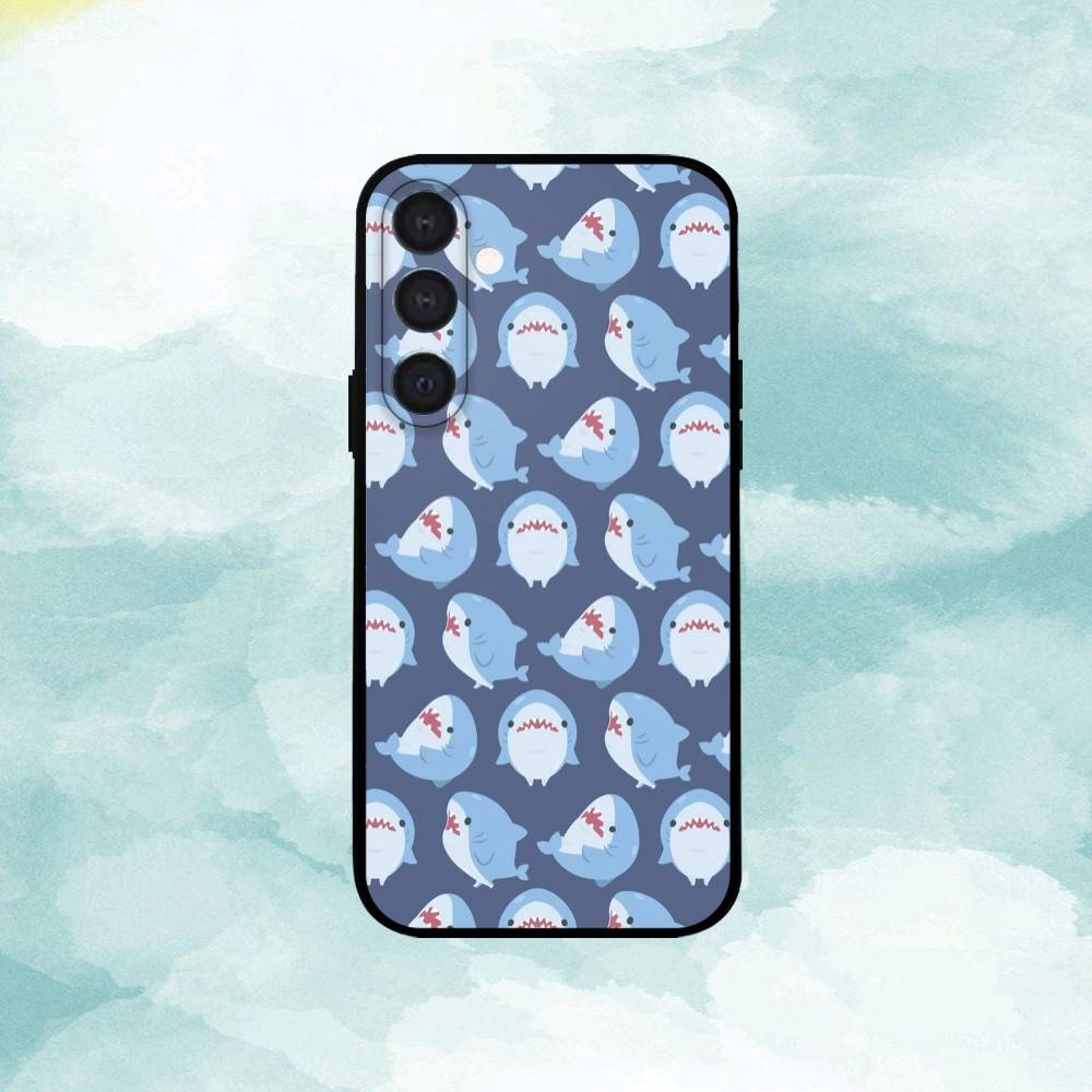 Cartoon Cute Shark  Phone Case For Samsung  A73,72,71,53,52,51,22,91,80, Soft Black Cover