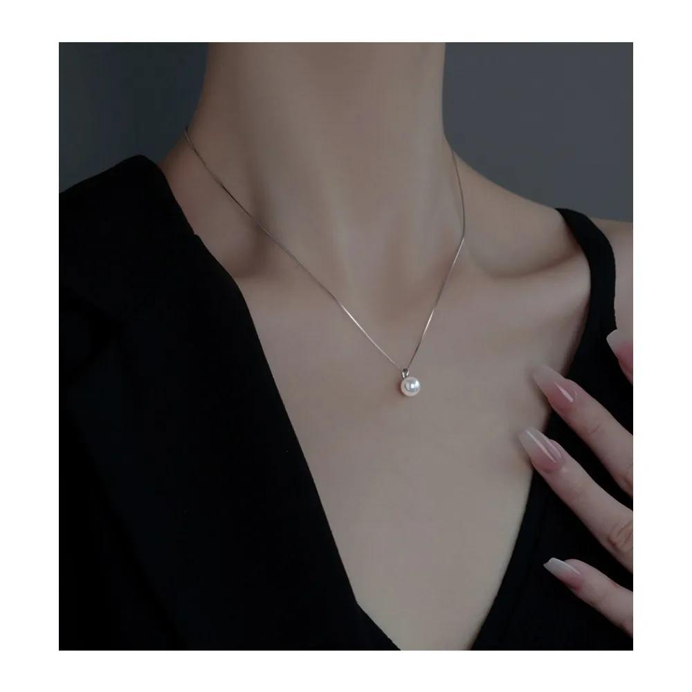 Elegant Style Imitation Pearl Pendant Necklace Adjustable Clavicle Chain for Women Jewelry Gifts