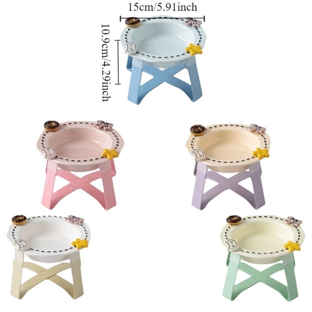 Dopamine Ceramic Pet Food Bowl Resistant Spill with Stand Elevated Pet Bowl Large Caliber Anti Spill Pet Bowl for Cats and Dogs