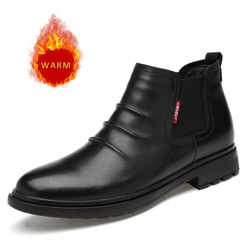 Mode Frühling Herbst Herren Business Stiefeletten Büro Vielseitige Herren Leder Freizeitschuhe Hoher Schaft Vorstellungsgespräch Meeting Arbeitsschuhe