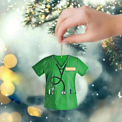 Yousheng Nurse Uniform Shape Decoration Flat Acrylic Hanging Ornament Keyring Pendant Gift for Nurses Doctors Car Bag Decoration