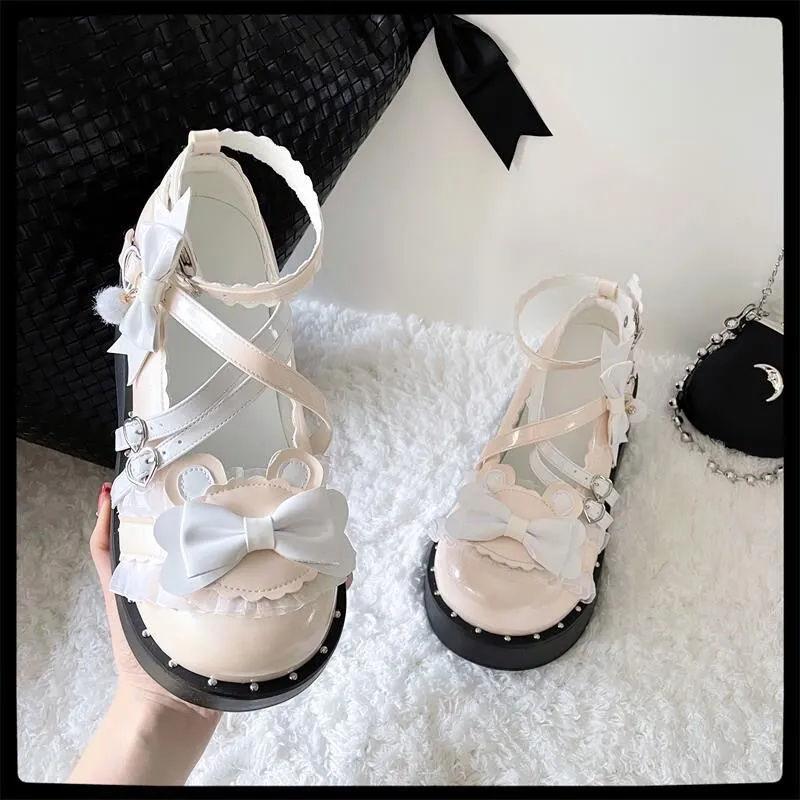 Lolita shoes 2024 spring JK with skirt cute small leather shoes platform muffin shoes sweet niche design single shoes