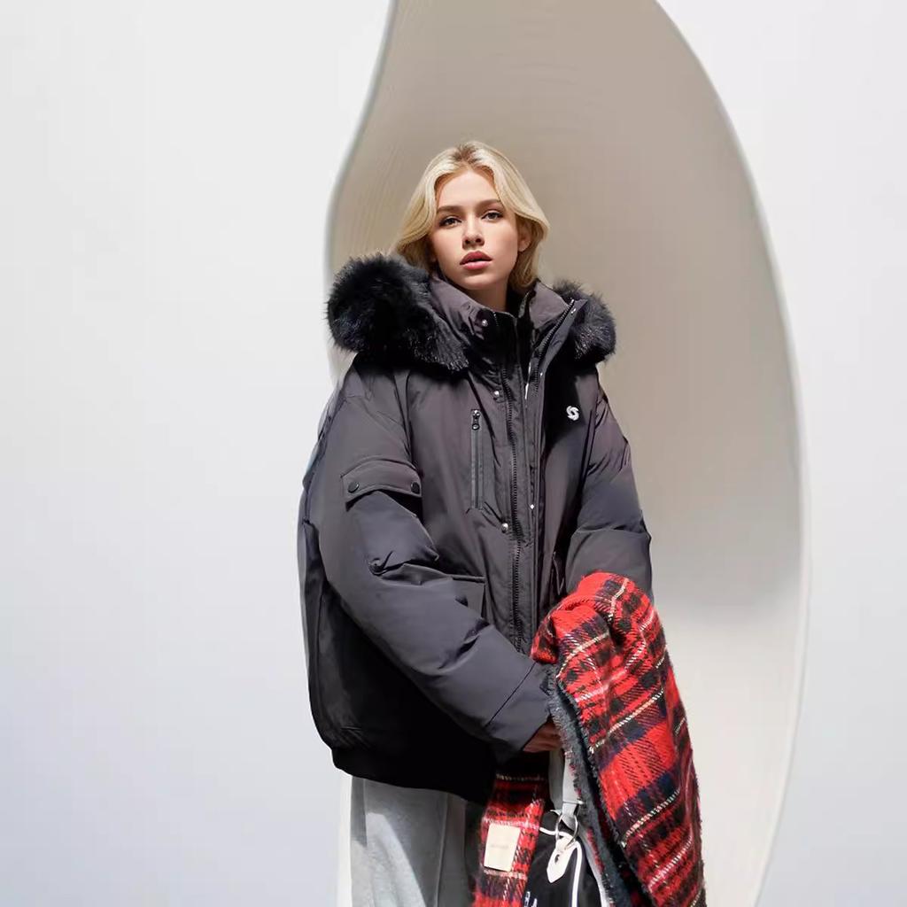 GMXIA Dame Vintage Casual Ensfarget Trykk Høst Vinter Langermet Hettejakker & Kåper