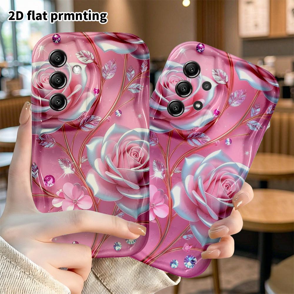 Phone Case: 2D Flat Samsung Galaxy A34 A35 M05 M06 S20 S22 S21 FE Plus 5G Protective Case, Metal Rose, Christmas and Halloween Gift