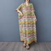 Ladies' V-neck Vintage Long Skirt Cotton Linen Dress