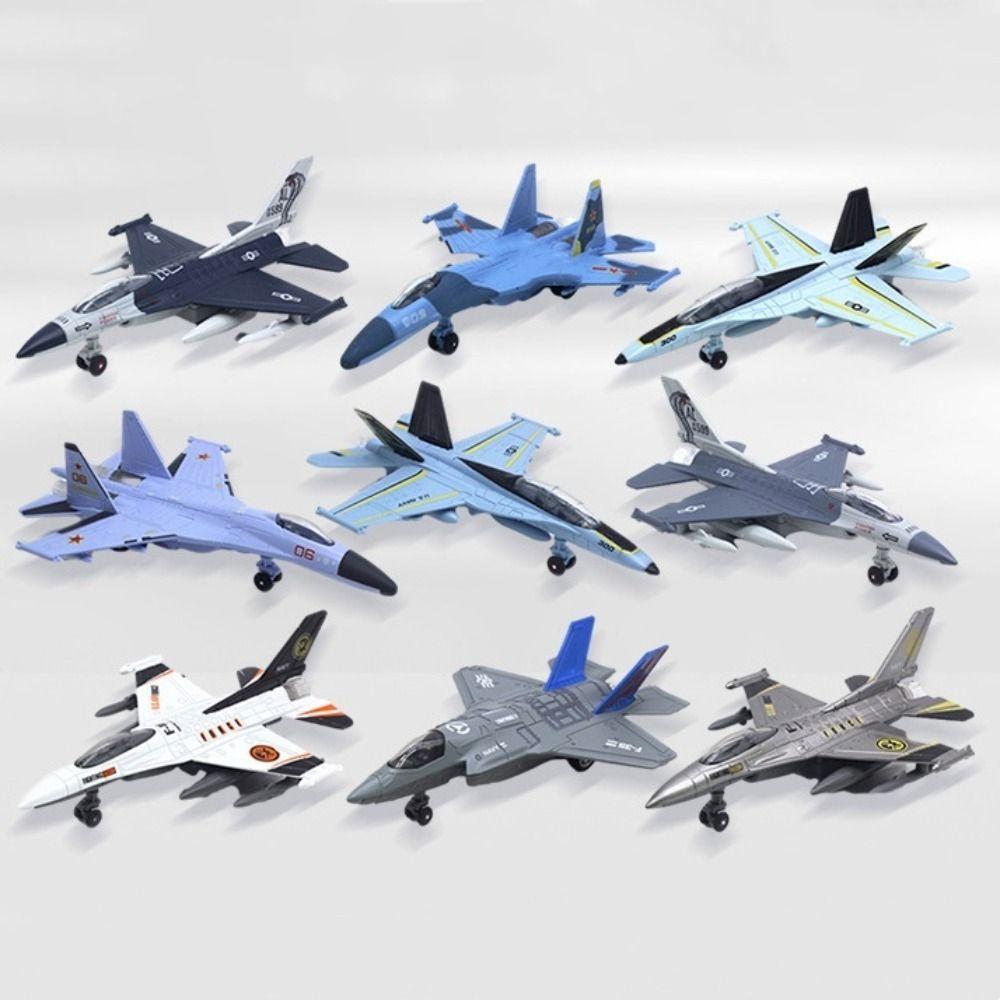 Druckguss-Kampfflugzeug-Spielzeug mit Licht und Sound, Rückziehmotor, Modellsammlung F16 F22 F35 Düsenflugzeug-Spielzeug, Kinderspielzeug