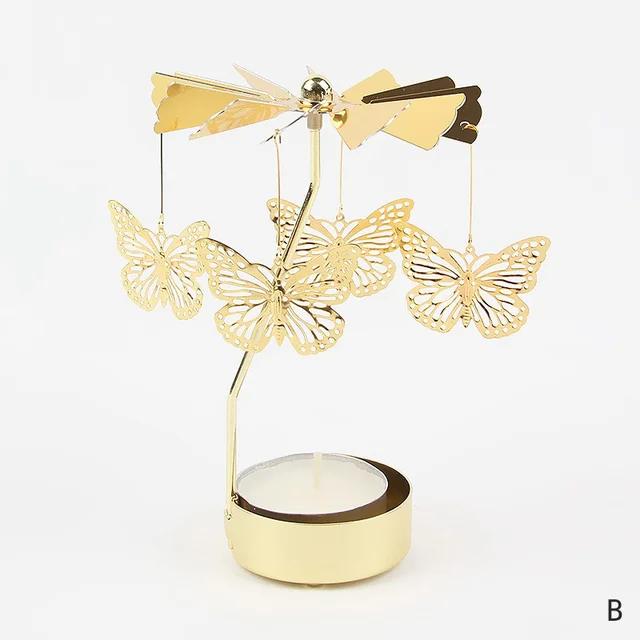 Carousel Candle Holder Gold Metal Candlesticks Room Decor Cake Rotating Candle Stand Home Decoration For Valentine's Christmas