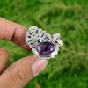 Womens day Deal Sterling Silver Oval Natural Star Amethyst Boho Solitaire Ring