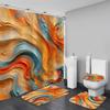 4Pcs Shower Curtain Set with Non-Slip Bath Mat, Toilet Lid Cover, Contour Rug & 12 Hooks, Bathroom