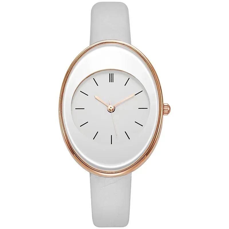 Minimalist Oval Women Watches Simple Elegant Ladies Wrist Watch Quartz Leather Female Clock Reloj Mujer Relogio No Bracelet