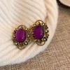 Purple Gemstone Stone Hole-less Ancient Pearl Ear Clip Earrings for Women