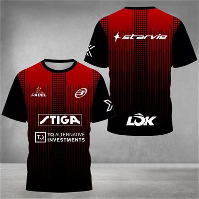 Stilvolles 3D-bedrucktes Herren-T-Shirt Padel-Trikot Atmungsaktives, schnelltrocknendes Tennis-Kurzarm-T-Shirt Große Größen Sportbekleidung Fitnesskleidung