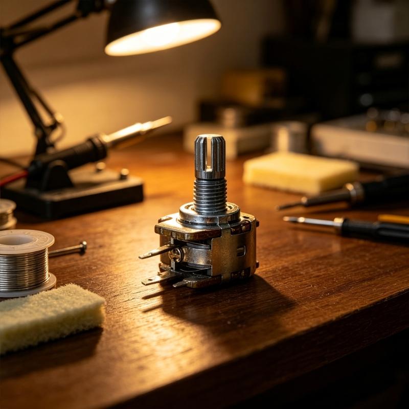 Solder Terminal Potentiometer for Electronic Keyboard Maintenance, Threaded Shaft Panel Mount Part for Manual Adjustment Replacement Work