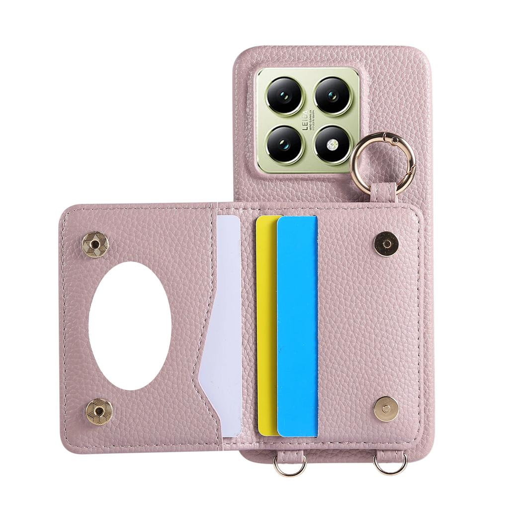 Crossbody Cards Solt Wallet Leather Case For Xiaomi Redmi Note 13 Pro Plus 12 14T 14C 13T 13C POCO X6 Mirror Ring Holder Cover