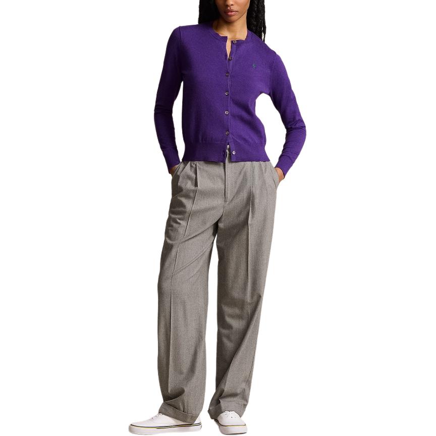 Polo Ralph Lauren FW24 Solid Color Logo Embroidered Single-Breasted Long Sleeve Knit Sweater Women Sweater Purple WMPOSWENDW20295-500