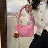 Cute Embroidered Bowknot Butterfly Shoulder Bag Women Pleated Handbag Half-Moon Underarm Bag  Oxford Nylon Bow Tote Bag