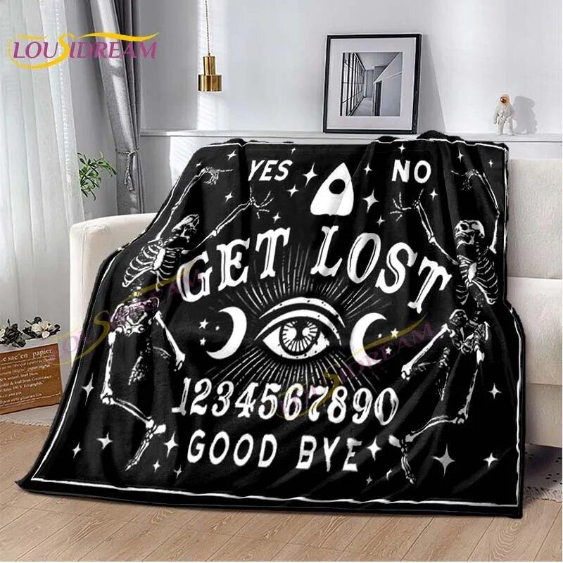 Magic Ouija Board Alphabet Blanket Witchcraft Pentagon Blanket for Bedroom Living Room Sofa Gothic Ouija Hand Flannel Blanket