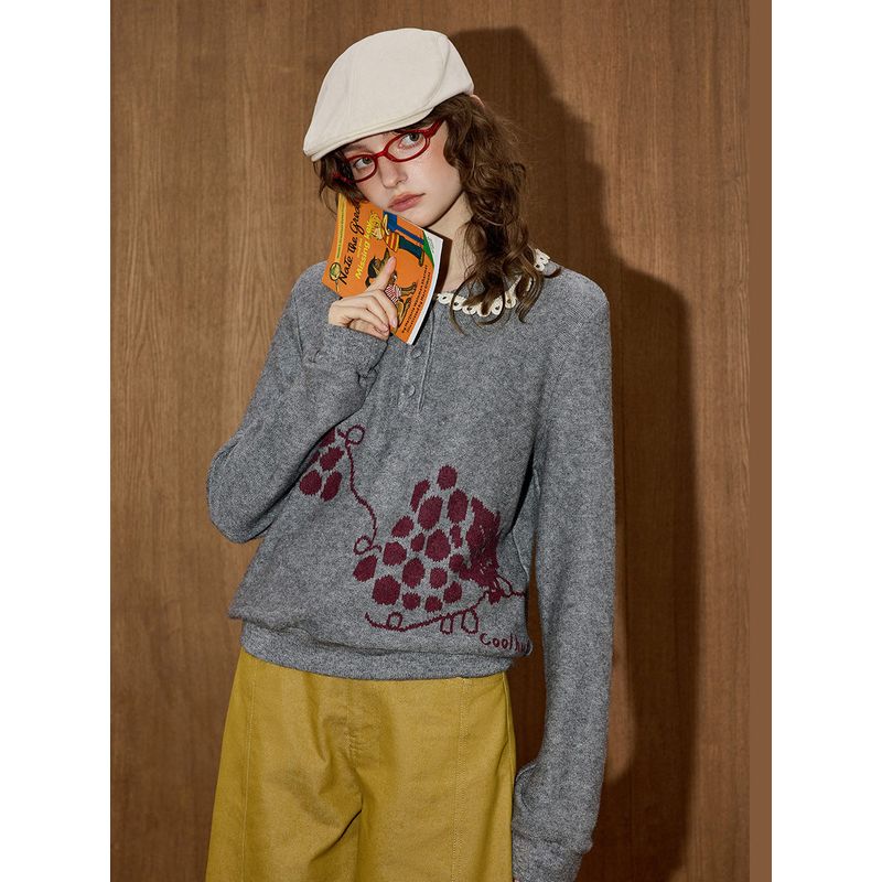 Coolhut American-Style Jacquard Casual Sweater, Fashionable and Versatile New Knitted Sweater for Women