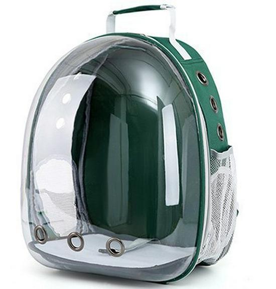 

Портативный прозрачный рюкзак-кошка и переноска для питомца темно-зеленого
