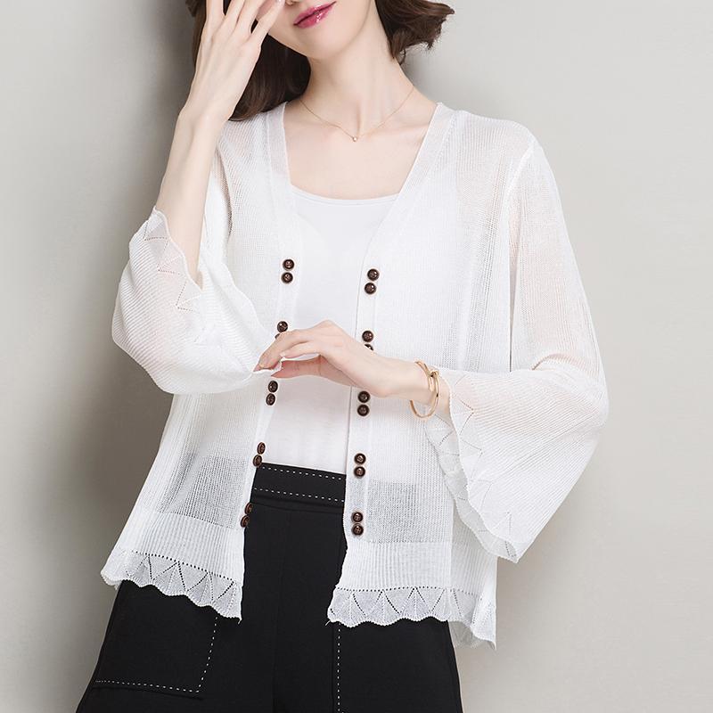Sunscreen Clothing for Women Summer Air Conditioning Shirt with Camisole Skirt Top Knitted Cardigan and Small Shawl Jacket