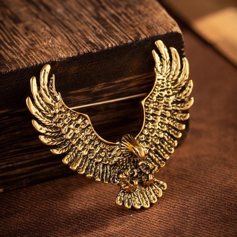 Vintage Alloy Eagle Brooches Animal Corsage Men's Suit Shirt Collar Pins Fashion Badge Accessories Casual Jewelry Giftsi-Remiel
